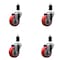 Service Caster 3.5'' Red Poly Wheel Swivel 1-3/8'' Expanding Stem Caster Set, 4PK SCC-EX20S3514-PPUB-RED-138-4 - alternate 1